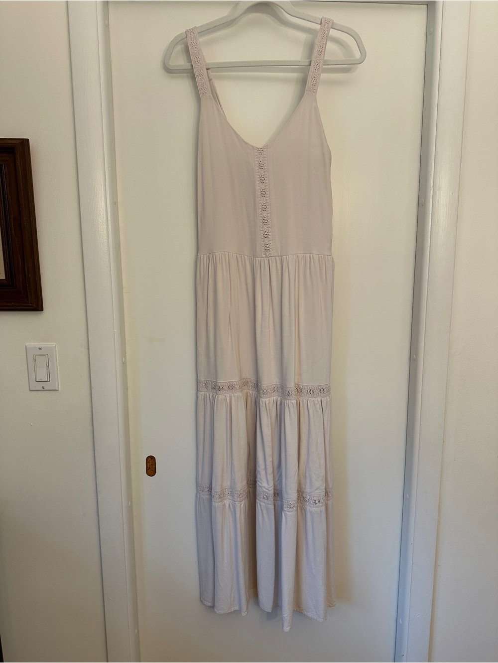 Splendid Soft off-white/cream Lace-Trim Maxi Dress